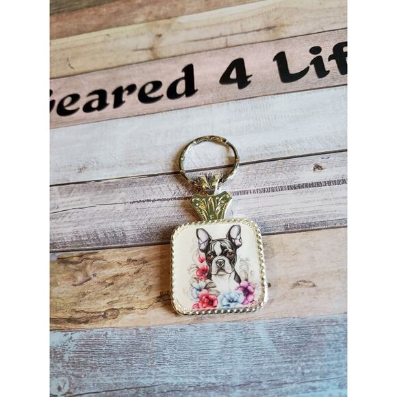 New Unique Boston Terrier Dog Concho Keychain, Dog Car Accessories - Picture 1 of 3